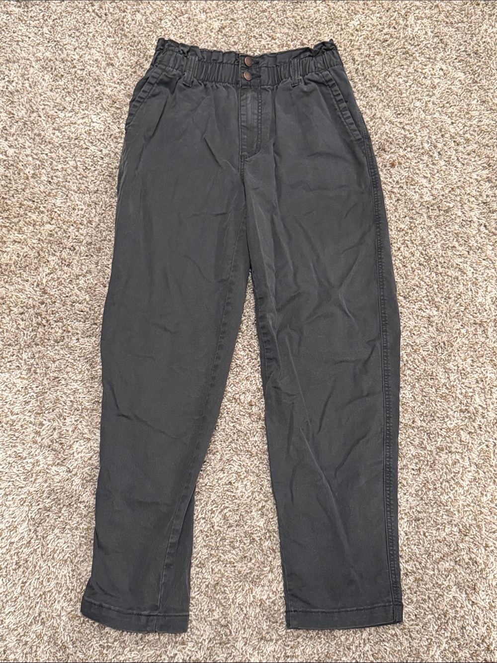 Black Womens Elastic-Waist Casual Pants